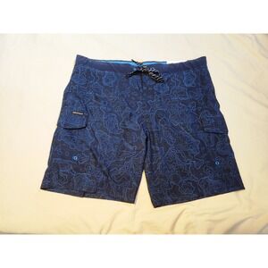 ZeroXposur XXL‎ Mens Swim Trunks Cargo Pocket Swimsuit Topographic Blue